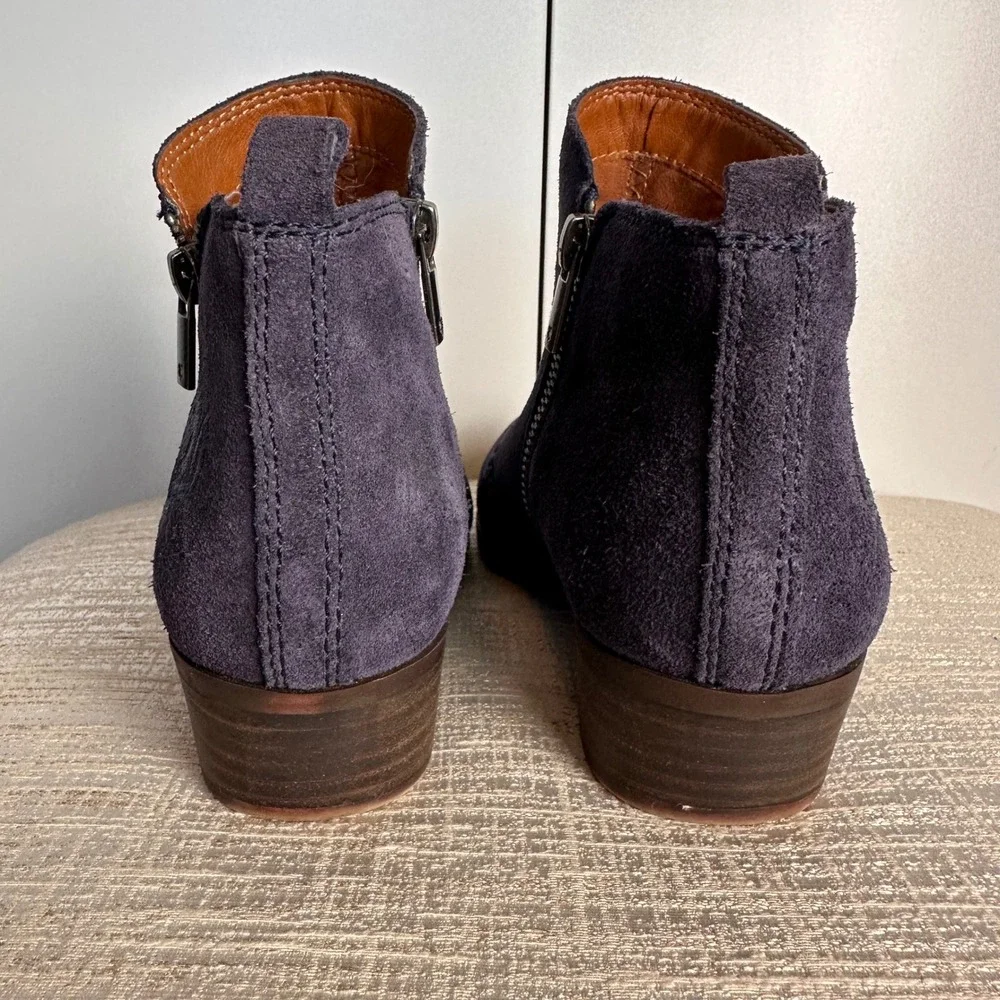 Lucky Brand Women's Suede Embroidered Rose‎ Ankle Booties Boots Size 6.5M